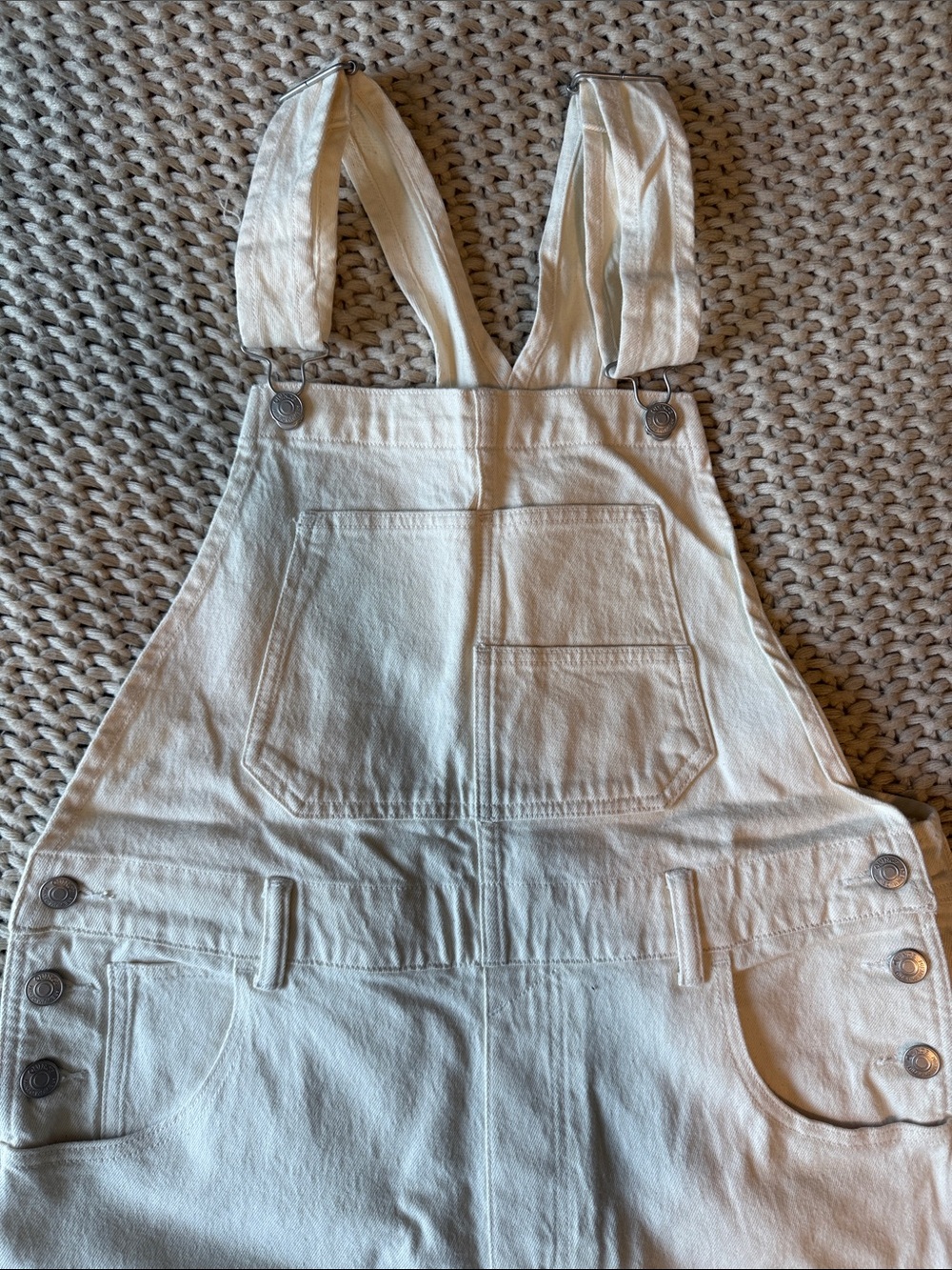 Quince Cream Denim Womens Overalls with Front Pockets